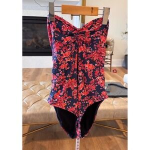 REVOLVE Tularosa Floral Strapless One Piece Swimsuit Navy Red‎ XL RE20002CN-1